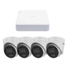 Kit IP 1080p (2 Megapixel) / NVR de 4 Canales con 4 Puertos PoE / 4 Cámaras IP Turret con Micrófono Integrado / ColorVu y ACUSENSE Lite