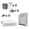 KIT TurboHD 1080p / DVR 8 Canales con audio por coaxitron / 8 Cámaras con Micrófono Integrado 101° Visión/  luz blanca + IR visión nocturna  / Transceptores / Conectores / Fuente de Poder Profesional
