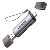 Lector de Tarjetas USB-C + USB-A a MicroSD (TF)/SD | OTG | USB-C 3.1 | 5Gbps | Soporta hasta 2TB | Soporta Windows/Mac OS/Linux/Android | Lectura de Tarjetas Simultánea | Caja de Aluminio | Llavero Anti-perdida.
