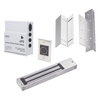 Kit para control de acceso incluye Fuente de 12VCD con respaldo de batería/ Chapa magnética de 600Lbs / Montajes L y Z / Botón de salida