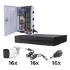 KIT TurboHD 1080p / DVR 16 Canales / 16 Cámaras Bala Policarbonato con Microfono (exterior 2.8 mm) / Transceptores / Conectores / Fuente de Poder Profesional