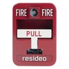 Estación manual de jalón contra incendio de acción simple, reset con llave Allen, cumple ADA, carcasa de aluminio fundido