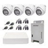 KIT TurboHD 1080p / DVR 4 Canales con audio por coaxitron / 4 Cámaras con Micrófono y  106° Visión/  luz blanca + IR visión nocturna  / Transceptores / Conectores / Fuente de Poder Profesional
