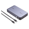 Power Bank de 20000mAh | 3 Salidas 100W Max. | USB-A + 2 USB-C | PD 3.0 | QC3.0 | FCP | SCP | Pantalla Inteligente | Carcasa Ignifuga | Color Gris | Incluye Cable USB de 50cm | Carga tu Laptop de Manera Segura.