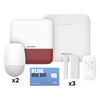 (AX PRO) KIT de Alarma AX PRO con GSM (3G/4G), Wi-Fi y Ethernet / Incluye: 1 Hub  con batería de respaldo / 2 Sensores PIR / 3 Contactos Magnéticos Slim / 1 Control Remoto / 1 Sirena Roja Inalambrica Exterior