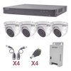 KIT TurboHD 1080p / DVR 4 Canales / 4 Cámaras Eyeball (exterior 2.8 mm) / Transceptores / Conectores / Fuente de Poder Profesional