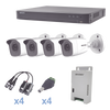 KIT TurboHD 1080p / DVR 4 Canales / 4 Cámaras Bala Metálicas (exterior 2.8 mm) / Transceptores / Conectores / Fuente de Poder Profesional