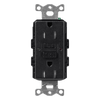 Tomacorriente dúplex GFCI autocomprobante de 15 A 125 V resistente a manipulaciones, color Midnight satinado, para placas de apertura tipo designer Claro y Satin Colors