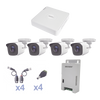 KIT TurboHD 1080 Lite / DVR 4 Canales / 4 Cámaras Bala (exterior 2.8 mm) / Transceptores / Conectores / Fuente de Poder Profesional