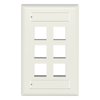 Placa de Pared Vertical, Salida Para 6 Puertos Keystone, Con Espacios Para Etiquetas, Color Blanco Mate