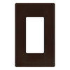 Placa de pared Claro de 1 espacio (1-gang) sin tornillos visibles, apertura tipo decorador, acabado brillante color café, para atenuadores e interruptores Lutron