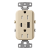 Receptáculo Claro con dos puertos USB Tipo C, 15 A 125 V, Power Delivery hasta 55 W