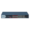 Switch PoE+ / No Administrable / 16 Puertos 10/100 Mbps PoE+ / 2 Puertos 1000 Mbps Uplink / 1 Puerto SFP Uplink / Modo Extendido hasta 300 Metros / 130 W