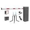 Kit COMPLETO Barrera Izquierda XBF Con Corona LED / Brazo de 3M / Incluye Sensor de Masa, Transformador, Lazo Magnético, Ancla, Fotoceldas y 2 Controles Inalámbricos