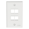 Placa de Pared Vertical, Salida Para 4 Puertos Keystone, Color Blanco