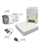 Kit TurboHD 1080p Lite / DVR 16 Canales / 16 Cámaras Bala Exterior ( 2.8mm) con ColorVu + Micrófono Integado / Transceptores / Conectores / Fuente de Poder Profesional