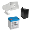 Kit de accesorios con Bateria 5.5 Ah, Transformador 16.5Vca  y sirena de 30 watts