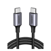Cable USB-C a USB-C | 2 Metros (6.56 Pies) | Transferencia de Datos de 480 Mbps | Carga Rápida de Hasta 60W | QC 4.0/3.0/2.0 | PD3.0 | FPC | AFC | Protección Integrada | Caja de Aluminio | Nylon Trenzado | Color Negro