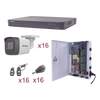 KIT TurboHD 1080p / DVR 16 Canales / 16 Cámaras Bala (exterior 2.8 mm) / Transceptores / Conectores / Fuente de Poder Profesional