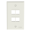 Placa de Pared Vertical, Salida Para 4 Puertos Keystone, Color Blanco Mate