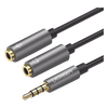 Cable Divisor en Y / De 3.5 mm Macho a Dos Salidas de 3.5 mm Hembra / CTIA, TRS / Núcleo de Cobre / TPE /  Longitud 20 cm / Ideal para Separar el Micrófono de los Auriculares