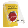 Botón de Apagado de Emergencia, Texto en Español, Tapa Protectora de Policarbonato Súper Resistente, Restablecimiento con Llave