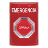 Botón de Emergencia, Texto en Español, Color Rojo, Acción Mantenida, Girar para Restablecer y LED Multicolor