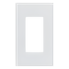 Placa frontal de cristal de 1 espacio para atenuadores, teclados y controles Pico Lutron con apertura tipo Designer, sin tornillos visibles, cristal claro con pintura blanca