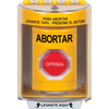 Botón de Abortar, Texto en Español, Tapa Protectora de Policarbonato Súper Resistente, Momentáneo