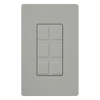 Marco de 6 puertos color gris para conectores snap-in de red, fibra, coaxial y telefonía, línea Claro, incluye 6 insertos ciegos; placa de pared se vende por separado