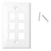 Placa de Pared de 6 Puertos, Keystone, Color Blanco