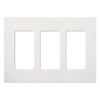 Placa de pared Claro de 3 espacios sin tornillos visibles, color blanco brillante, para atenuadores, apagadores y controles Pico Lutron