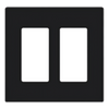 Placa de pared Claro de 2 espacios sin tornillos visibles, acabado negro brillante, para atenuadores, apagadores y controles Pico de Lutron