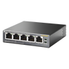 Switch PoE no Administrable de escritorio / 5 puertos 10/100 Mbps / 4 puertos PoE af/at / Presupuesto 67 W / Modo Extensor hasta 250 m / Calidad video prioritaria