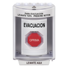 Botón de Evacuación, Cubierta de Policarbonato Súper Resistente de Superficie con Espaciador, Restablecimiento con Llave, Con Bocina de Advertencia