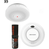 Kit de Detección de Humo HikFire / 9 Detectores Interlink HF-S3E-R + 1 Hub Wi-Fi HF-SG3-WF/R / Interconectable 30 Dispositivos / Hik-Connect / Probador SABRE Incluido / Batería 10 Años / Alarma 85 dB