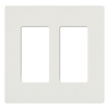 Placa de pared Claro de 2 espacios sin tornillos visibles, color blanco brillante, para atenuadores, apagadores y controles Pico Lutron