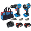 Kit Taladro Percutor y Atornillador de Impacto 20V / Motor Brushless / 2 Baterías 4.0Ah Li-ion / Cargador y Bolsa de Transporte