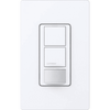 Apagador doble con sensor de ocupación Maestro para dos circuitos independientes, 6 A de iluminación por circuito a 120-277 V y ventilador a 120 V, unipolar, blanco