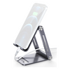 Soporte para Teléfono Celular de Aluminio | Angulo Ajustable | Amplia Compatibilidad con dispositivos de 4.7'' a 7.9'' | Antideslizante | Antiarañazos | Plegable | Color Gris.