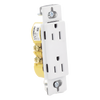 Tomacorriente dúplex 15 A 125 V de la línea Claro y Satin Colors en color Snow, para caja de pared estándar, placa se vende por separado