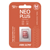 MicroSD HIKSEMI NEO Plus / 64 GB / 95 MB/s Lectura / 40 MB/s Escritura / Clase 10 U3 / TLC NAND / Especializada Para Videovigilancia 24/7