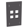 Placa de Pared Vertical, Salida Para 4 Puertos Keystone, Con Espacios Para Etiquetas, Color Negro