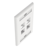 Placa de Pared Vertical, Salida Para 4 Puertos Keystone, Con Espacios Para Etiquetas, Color Blanco