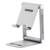 Soporte para Teléfono Celular de Aluminio | Angulo Ajustable | Amplia Compatibilidad con dispositivos de 4.7'' a 7.9'' | Antideslizante | Antiarañazos | Plegable | Color Gris.