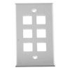 Placa de Pared de 6 Puertos, Keystone, Color Blanco