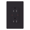 Tomacorriente GFCI autocomprobante de 15 A y 125 V, resistente a manipulaciones, con indicadores LED de estado y falla, color negro