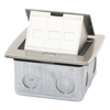 Mini Caja de Piso Rectangular para Datos y Conectores Tipo Keystone, Color y Material en Acero Inoxidable (3 Puertos) (11000-21202)
