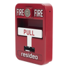 Estación manual de jalón contra incendio de acción simple, reset con llave Allen, cumple ADA, carcasa de aluminio fundido