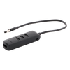 HUB USB-A 3.0 4 en 1 | 4 Puertos USB-A 3.0 (5Gbps) | Cable de 25 cm | Indicador Led | Ideal para Transferencia de Datos | Entrada USB-C para alimentar equipos de mayor consumo como discos duros | Color Negro.